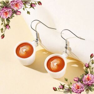 ‎Heart-Shaped Coffee Cup Earrings